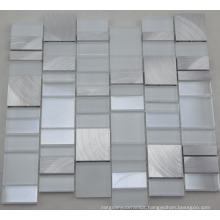 Aluminum Mix White Glass Mosaic Wall Tile (HGM391)